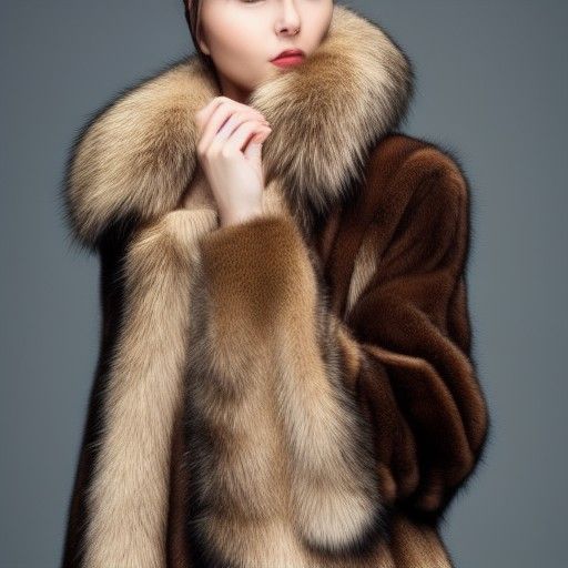 Pretty Girl with Oiled Skin in Fur Clothing