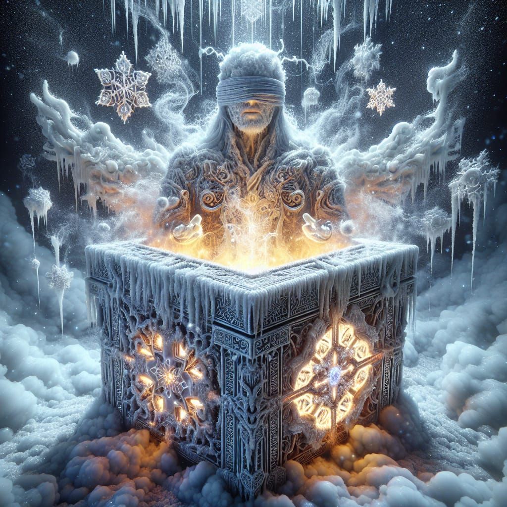 Ethereal Box Radiates Mystical Icy Flames in Art Nouveau Sty...