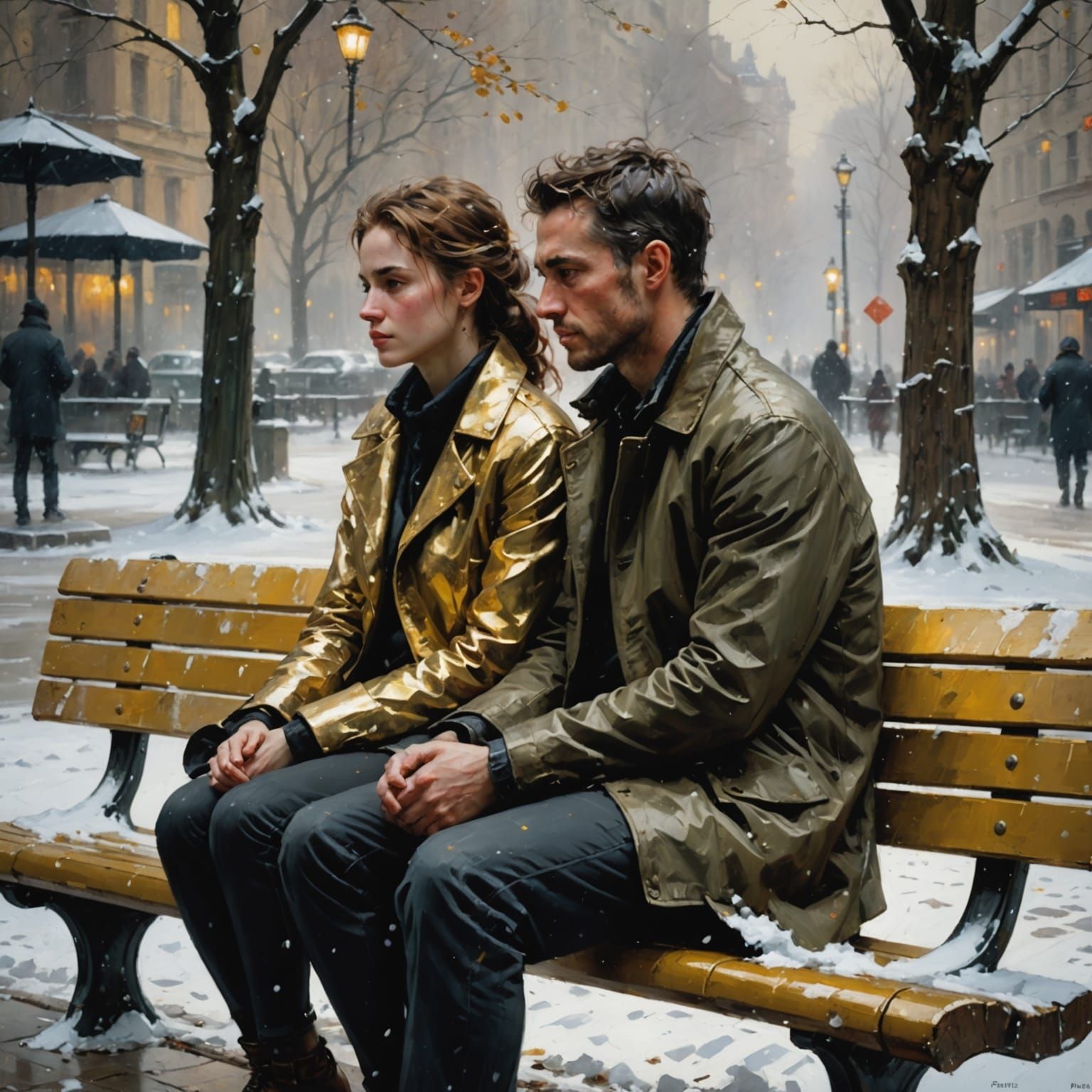 Friends Sharing Comfortable Silence in a Winter Wonderland