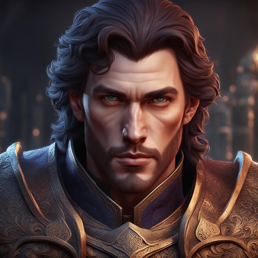 Caucasian Prince Portrait for D&D, Detailed Matte Painting