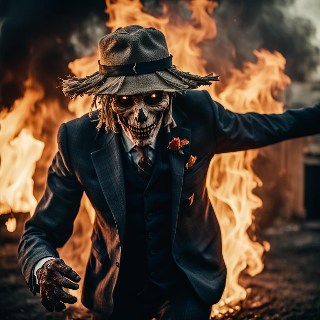 Scarecrow Ablaze: A Cinematic Portrait