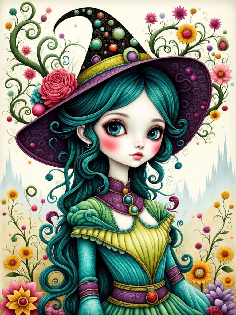 Whimsical Witch in a Vibrant Kodachrome Moment