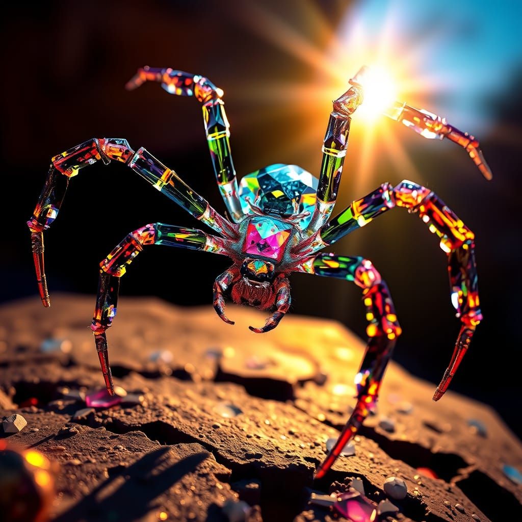 Crystal Spider in Kaleidoscopic Patterns