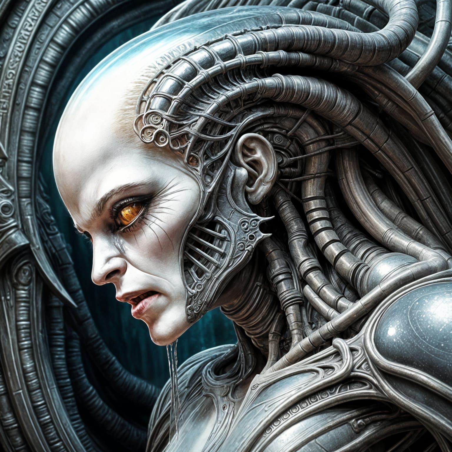 Giger-Inspired Hyperrealistic Prometheus Figure