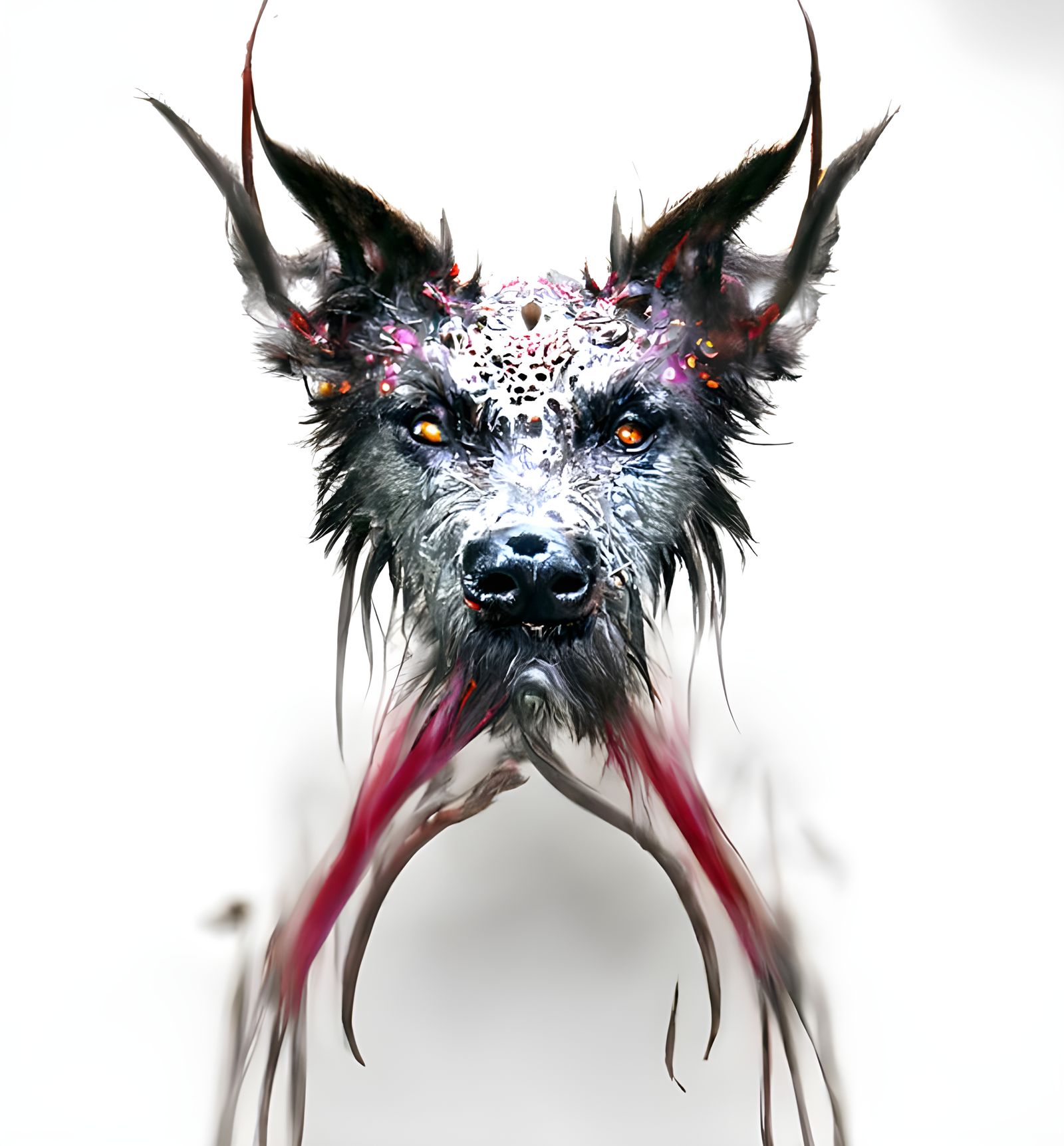 Menacing Red-Eyed Hellhound in Photorealistic Style