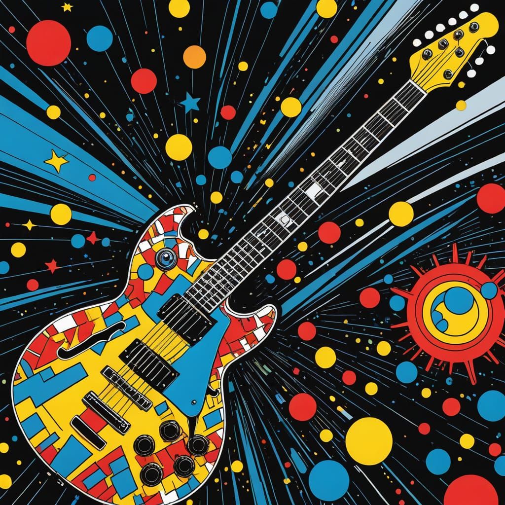 Iridescent Pop Art Guitar in Holographic Sheen