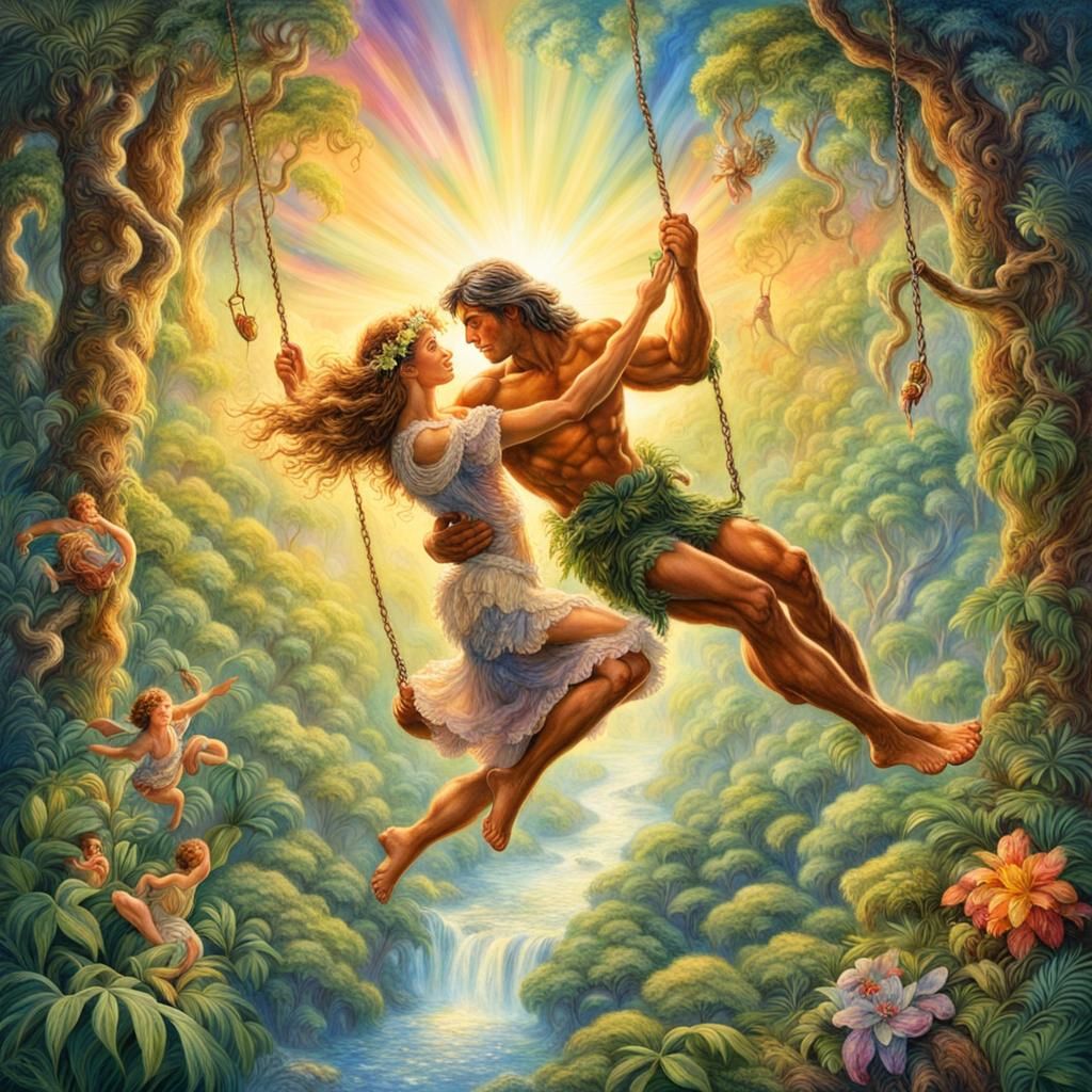 Tarzan and Jane in a Luminous Jungle