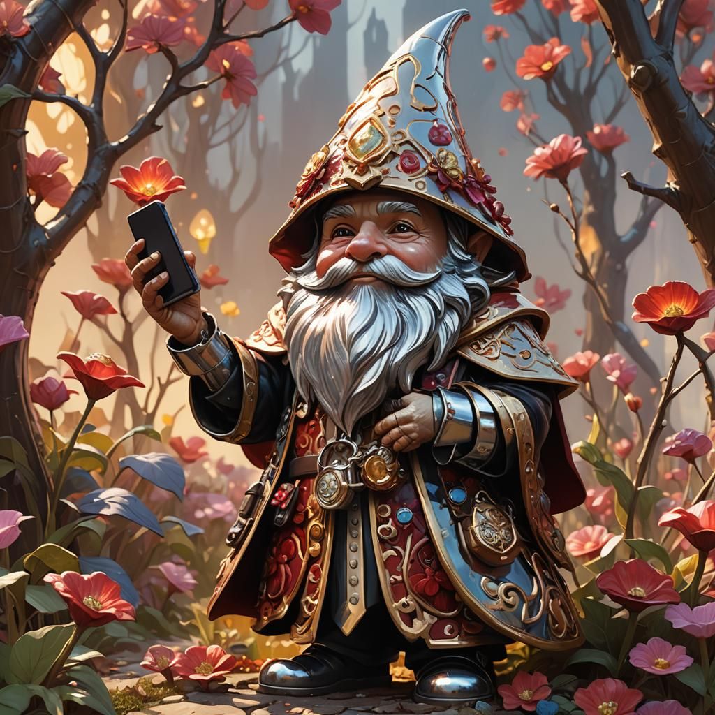 Jerome the chrome gnome on the phone hitching a ride home.