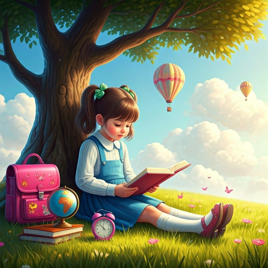 Girl Reading Book: Pixar-Inspired 3D Animation