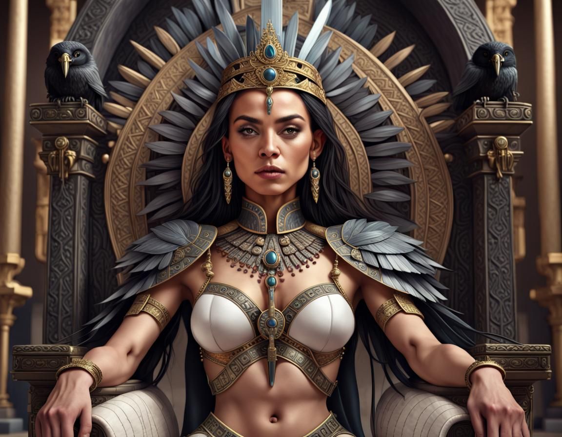 Aztec Princess Portrait in Throne Room