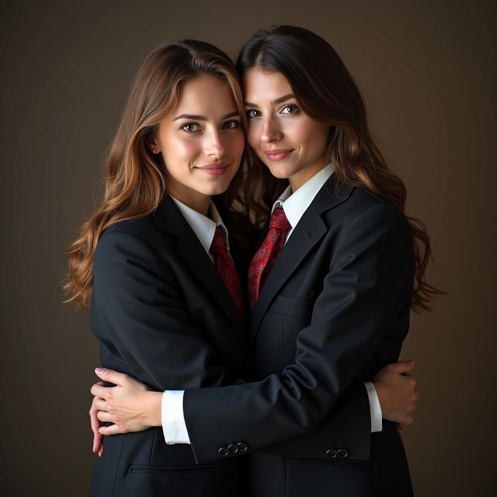 British Businesswomen Share Tender Moment in Formal Attire