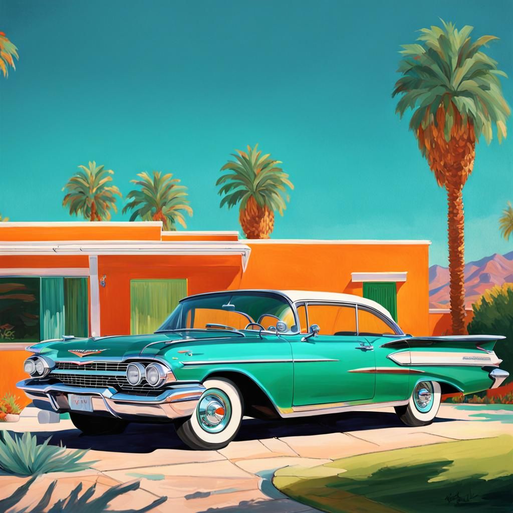 Green 1960 Chevrolet Impala in Palm Springs: Concept Art