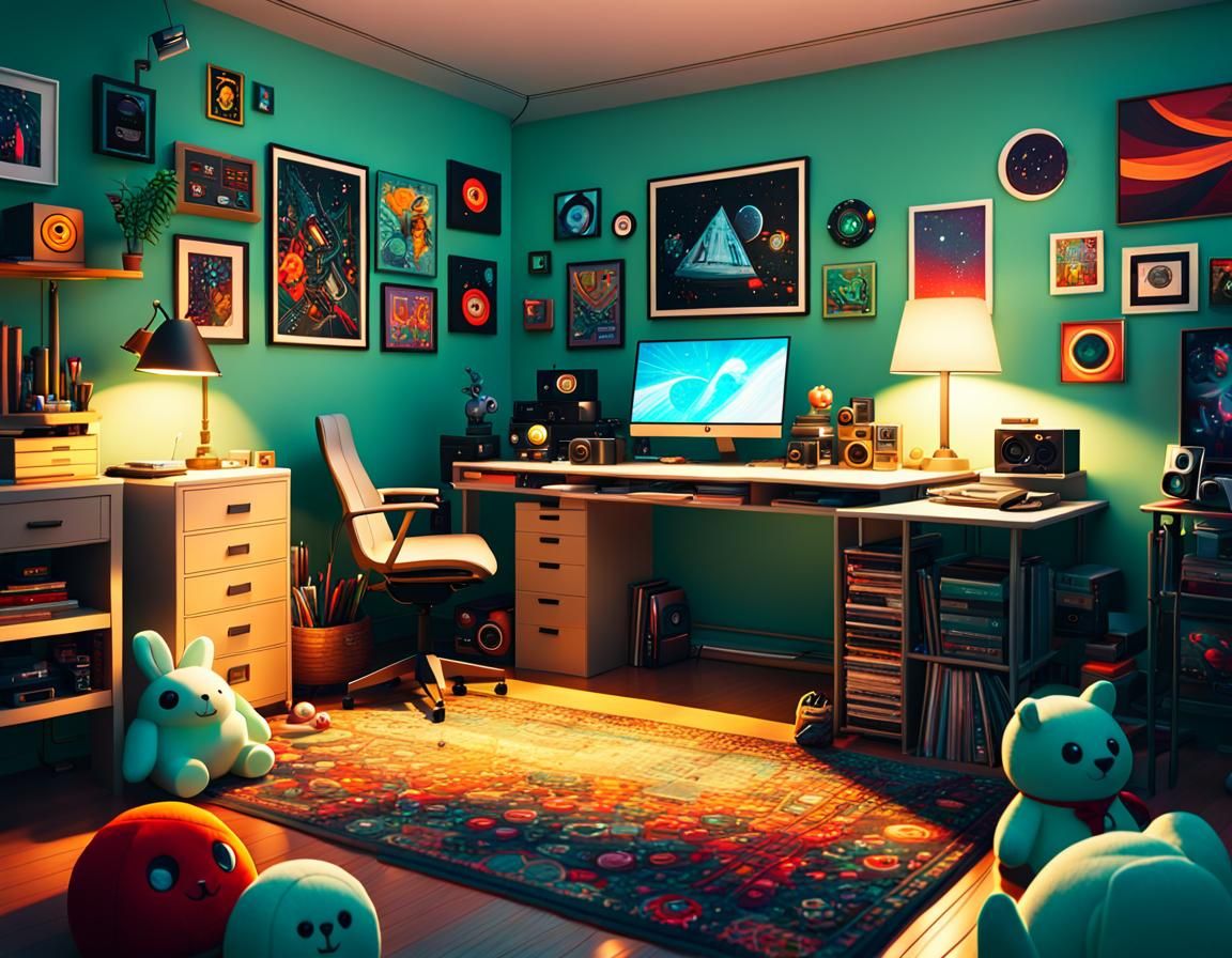 Cozy Illustrator's Studio: A Whimsical Digital Illustration