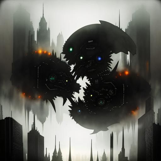 Alien in Dystopia: Double Exposure Photorealistic Art