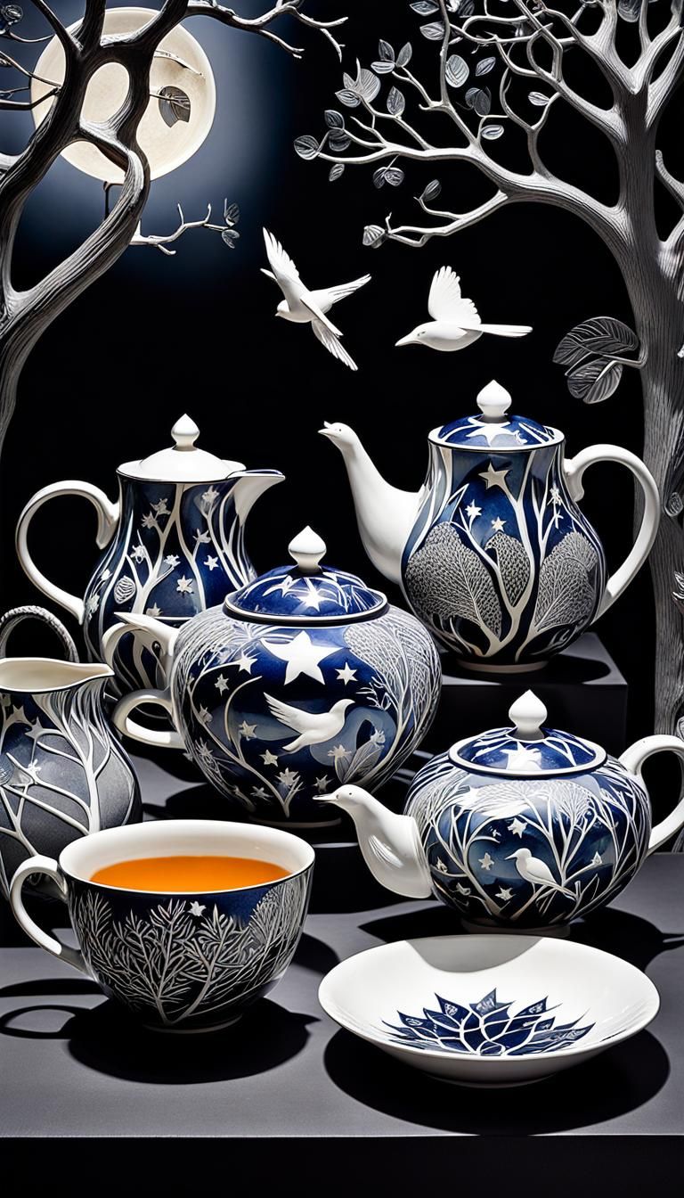 Surreal Cats Gaze at Starry Night Sky