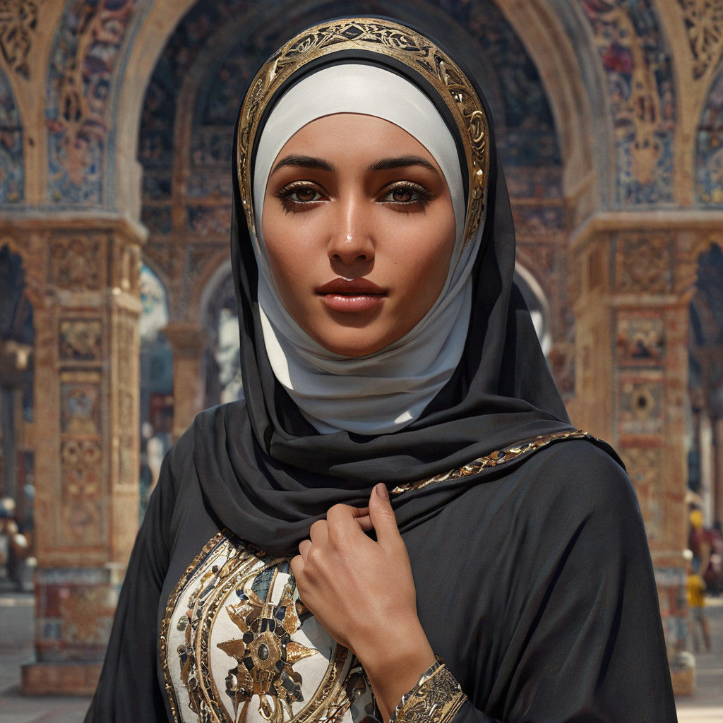 Ethereal Arab Beauty in Triadic Hues