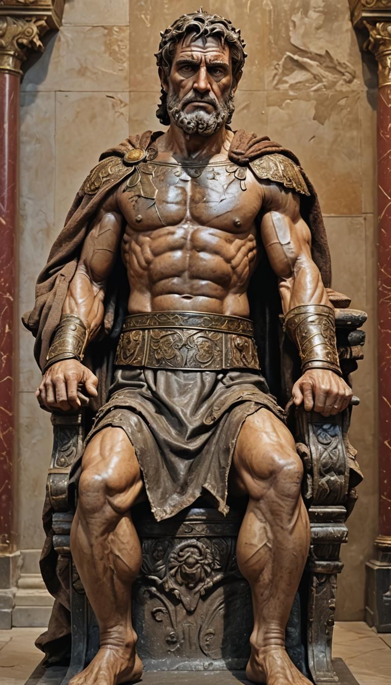 Majestic Roman King Portrait in Hyperrealistic Style
