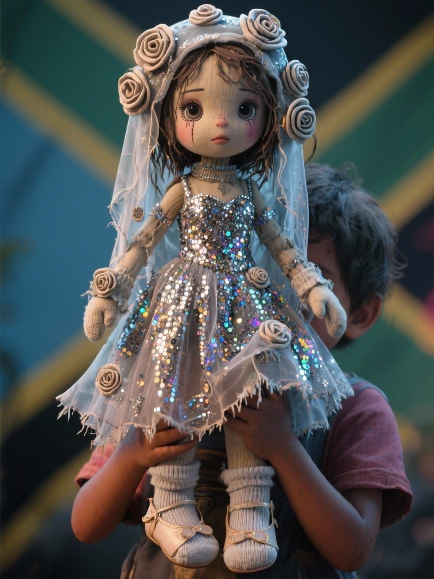 Cyberpunk Sock Doll in Haute Couture Gown