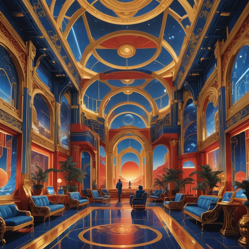 Blue and Gold Frames in Metallic Filigree Style