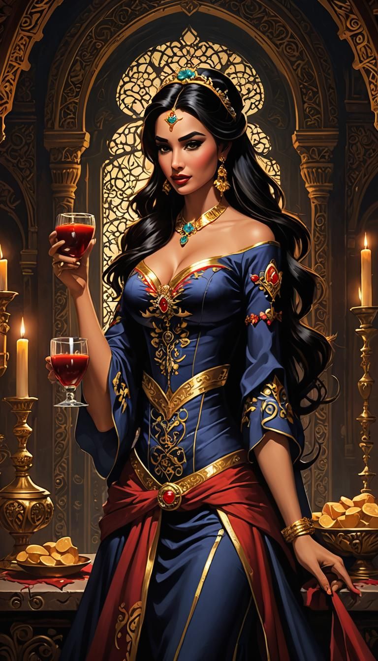Vampire Princess Jasmine in Horror Art Style