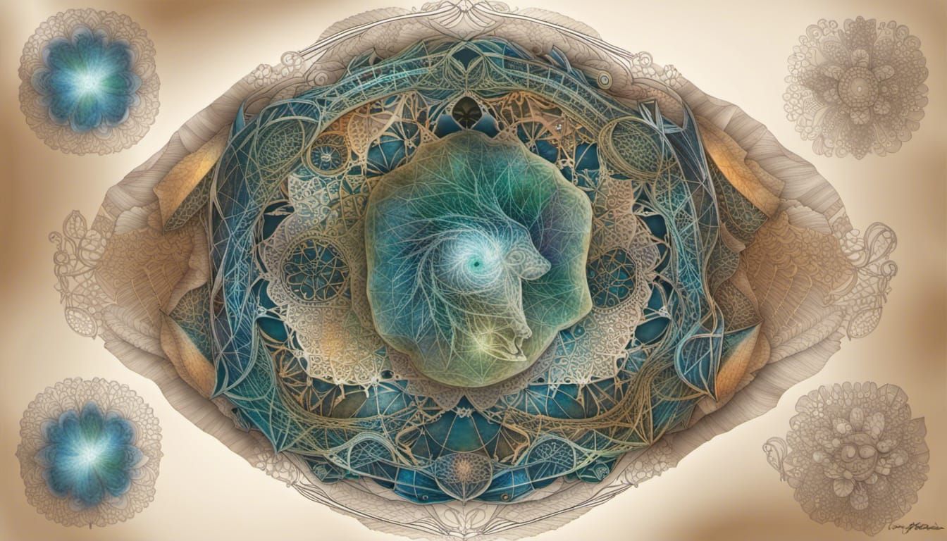 Fractal Lionsgate Portal with Floral and Skeletal Elements
