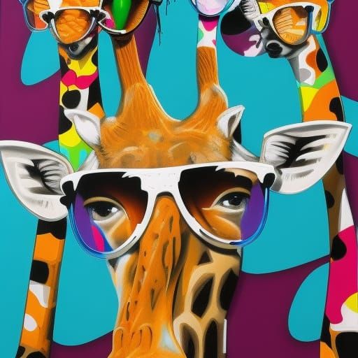 Giraffes wearing funky sunglasses