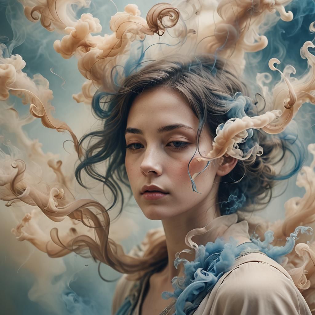 Dreamlike Surrealism: Person Lost in Smoky Haze