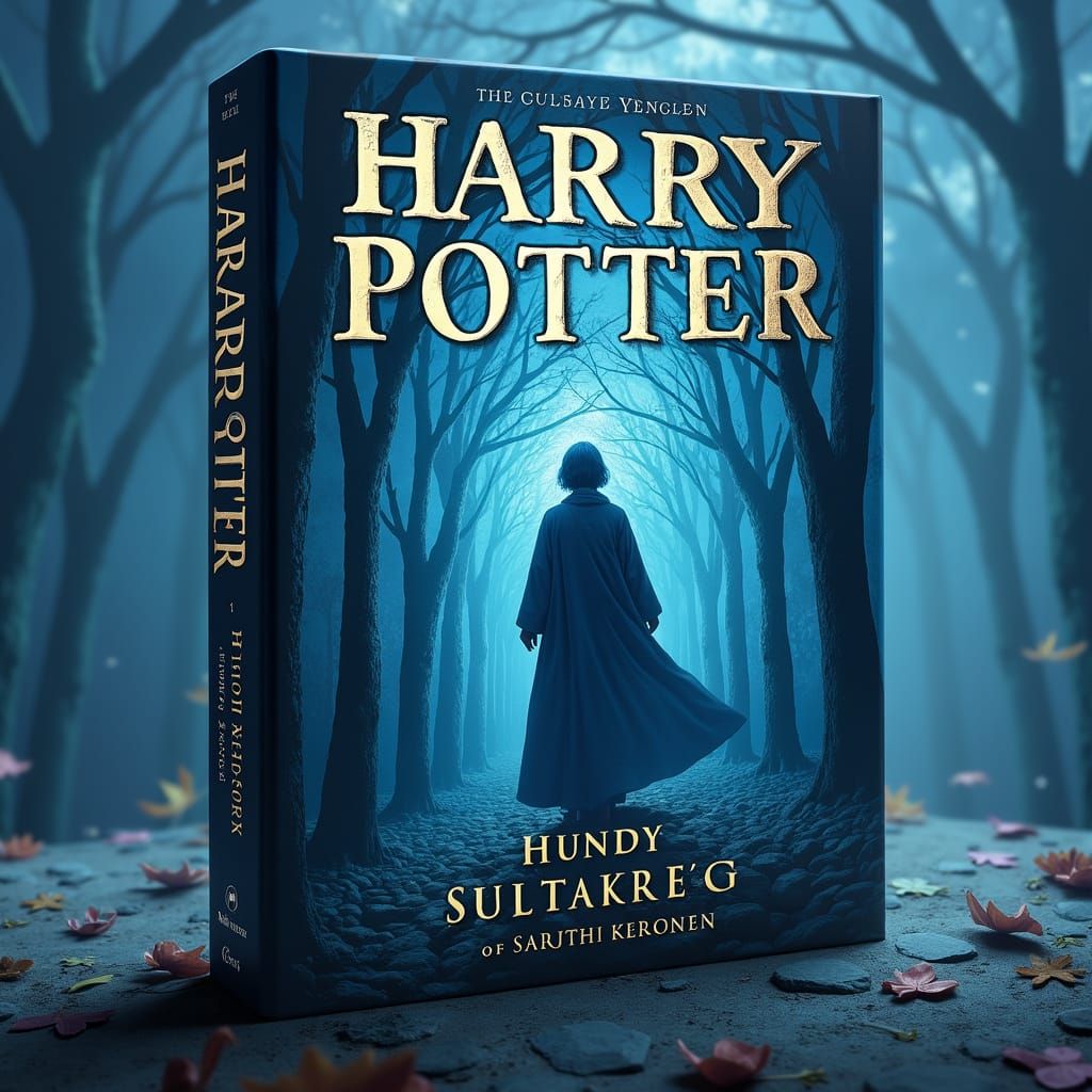 Mystical Harry Potter Book Cover in Light Blue