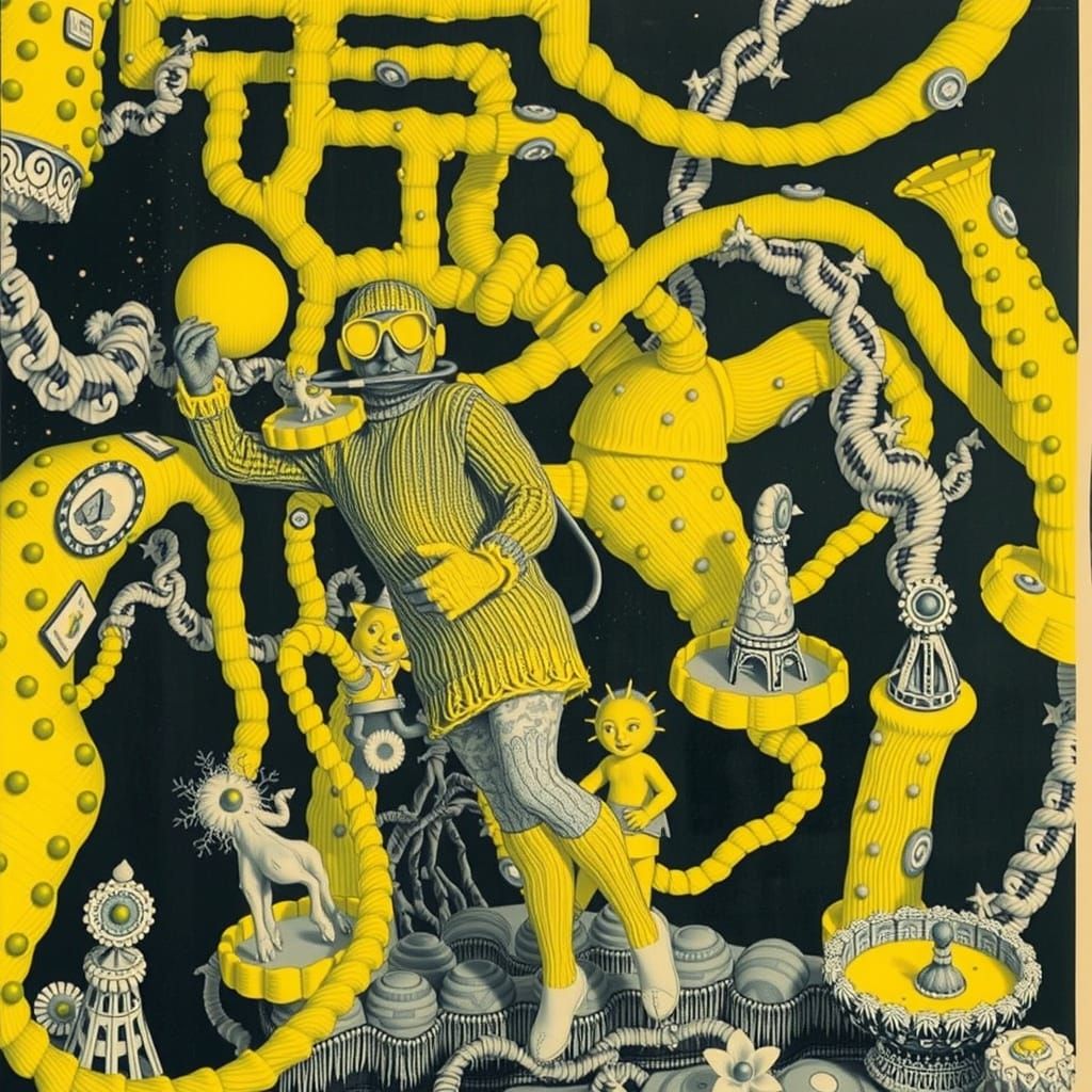 Knitted Diver in Film Noir Style Photograph