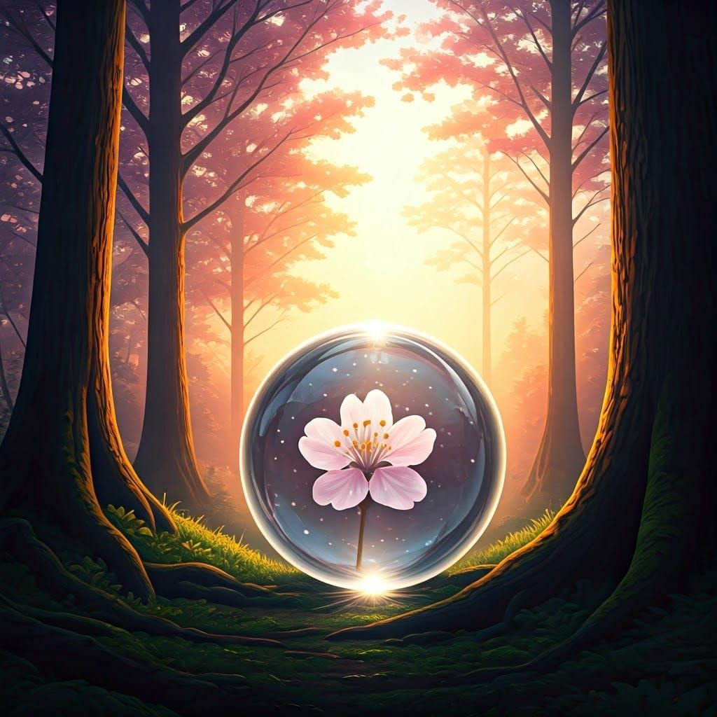 Ethereal Cherry Blossom in Crystal Orb