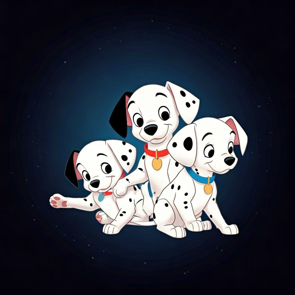 Playful Dalmatian Puppies in Cartoon Style