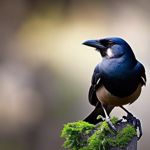 Crow Portrait in Natural Light, Bokeh Photography