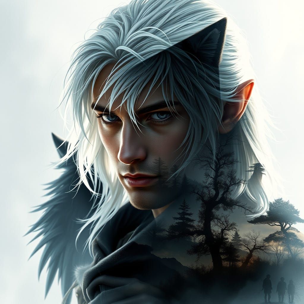 Ethereal Elf Ranger in Mystic Union with Shadowy Wolf