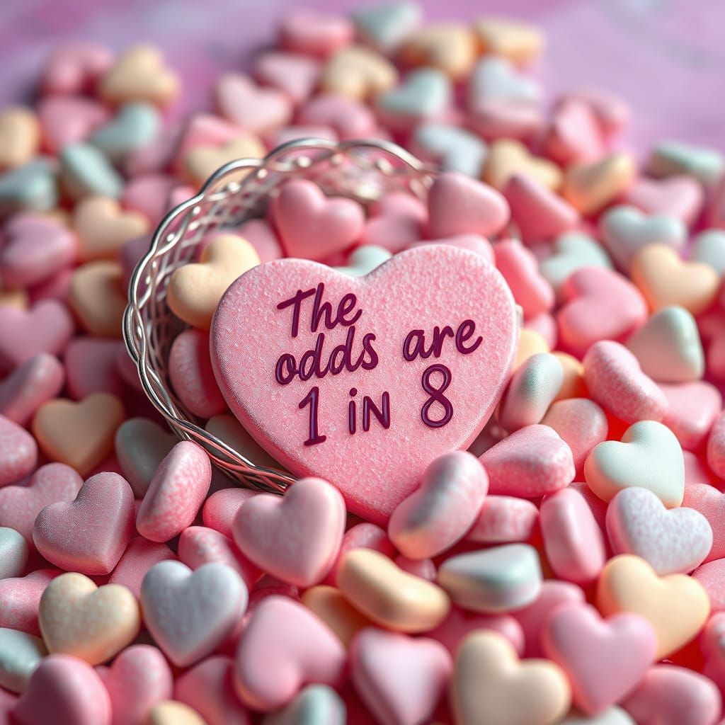 Colorful Candy Hearts in Whimsical, High-Contrast Aesthetic