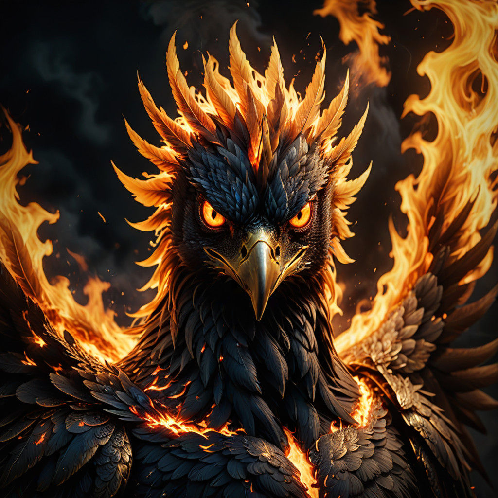 Majestic Phoenix in Dark Fantasy Style