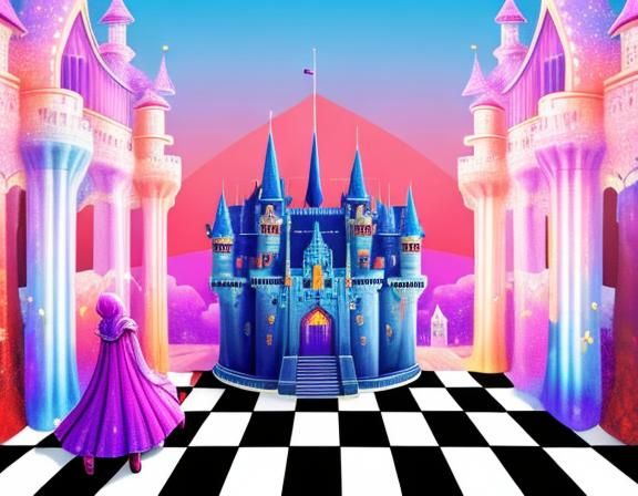 Psychedelic Fantasy Castle in Vivid Colors