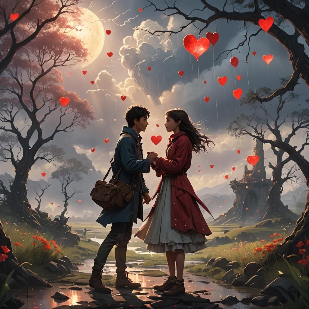 Heartbroken Boy in Fantasy Landscape Concept Art