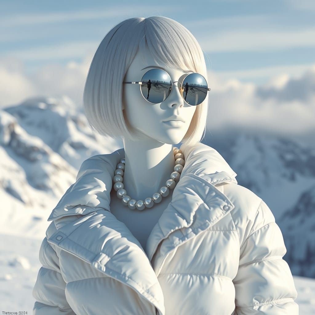 Porcelain Mannequin in Snowscape: Glamour Photography