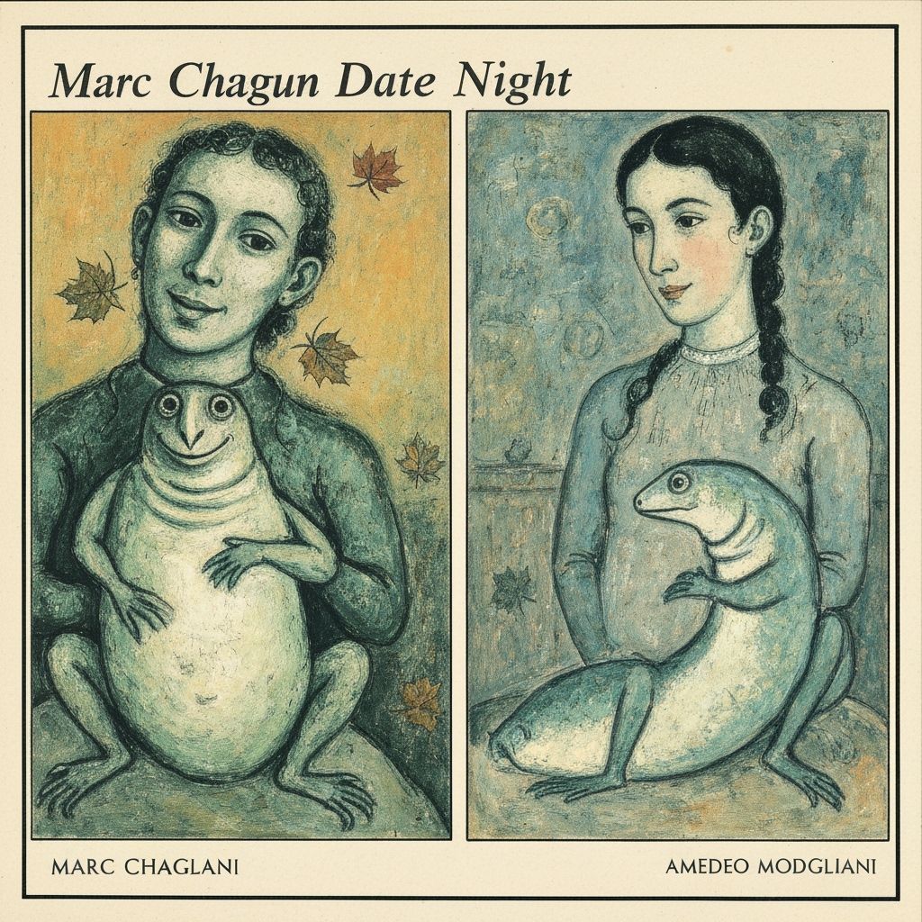 Lizards' Autumn Date Night in Modernist Style