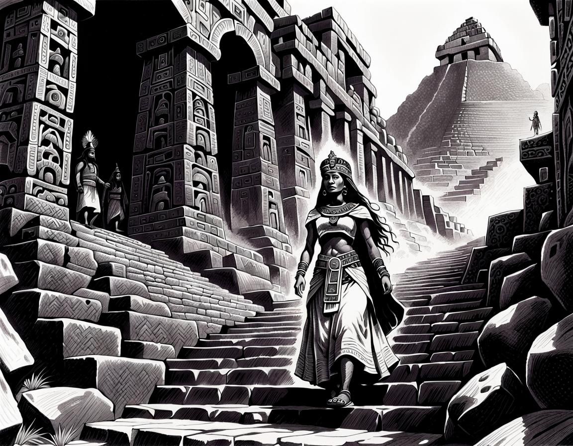 Incan Priestess in Finlay-esque Ink Sketch