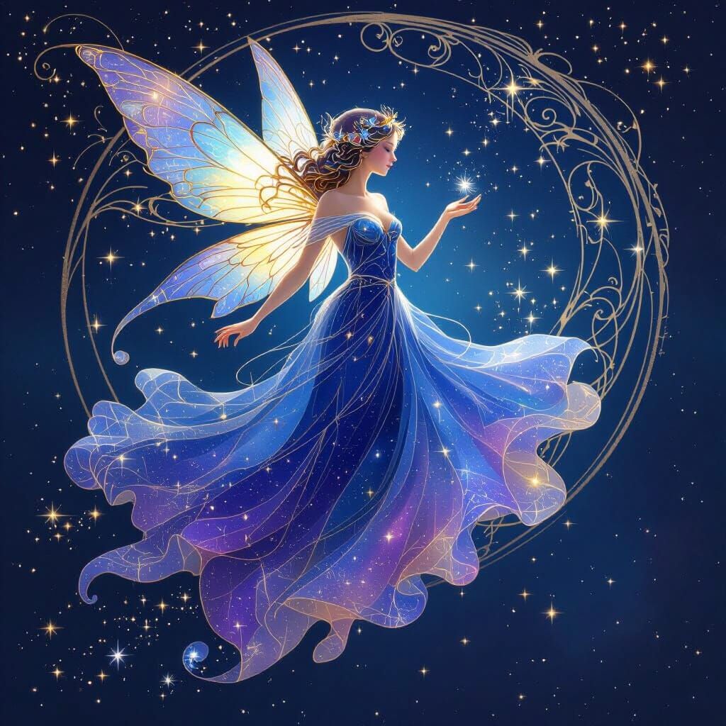 Starlight Fairy in Art Nouveau Style