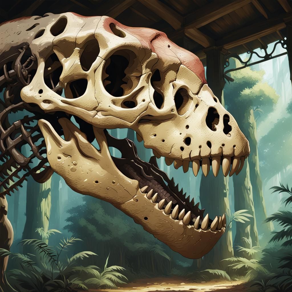 Tyrannosaurus Skull in Anime Style