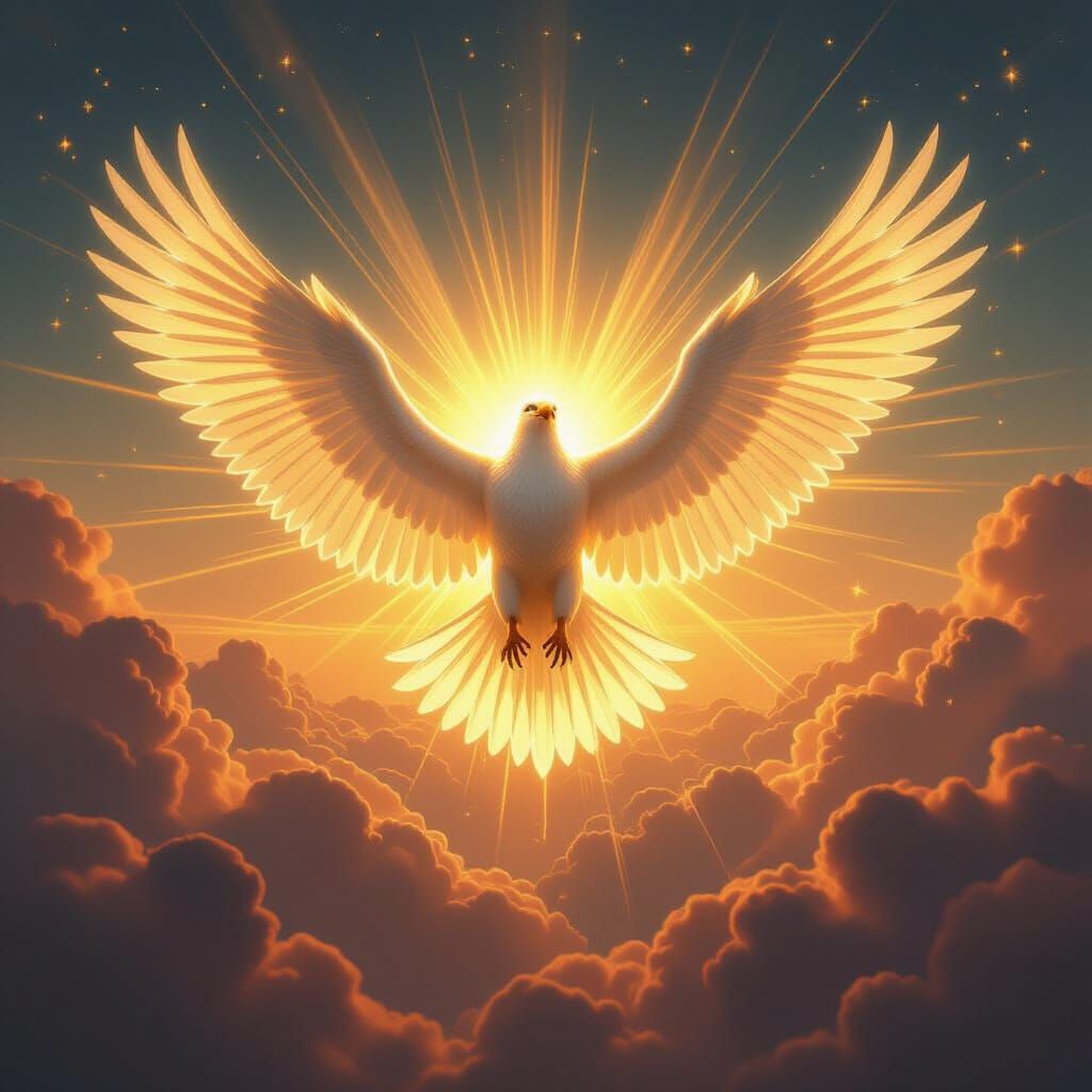 Majestic Eagle of Light Pulsating with Joy at Dawn