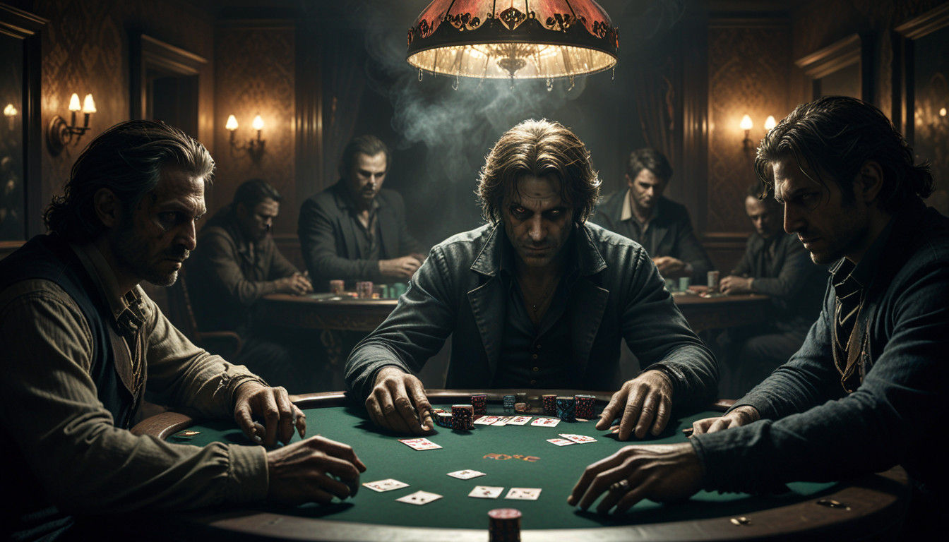 Dramatic Poker Portrait in a Haunting, Dark Fantasy Setting