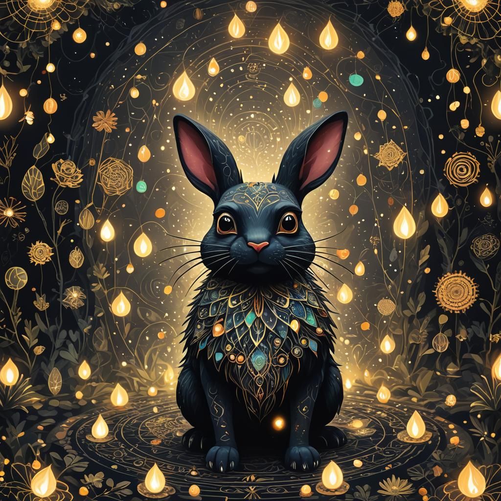 Psychedelic Creature in Surreal Style with Christmas Lights