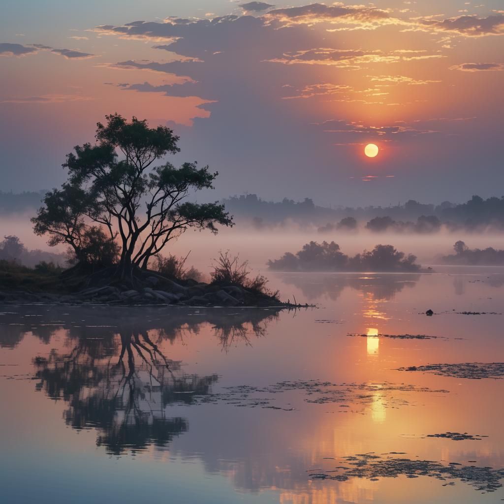 Twilight Sky Mirrored in Still Waters