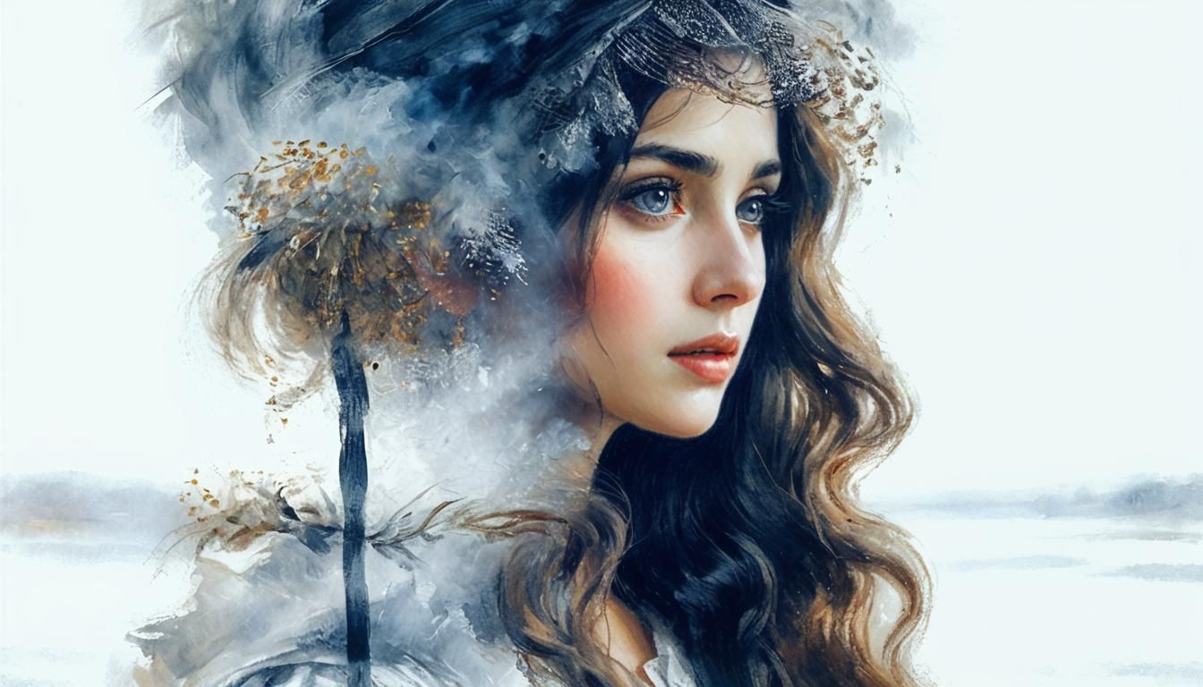 Impressionist Portrait of a Woman with Dark Eyes