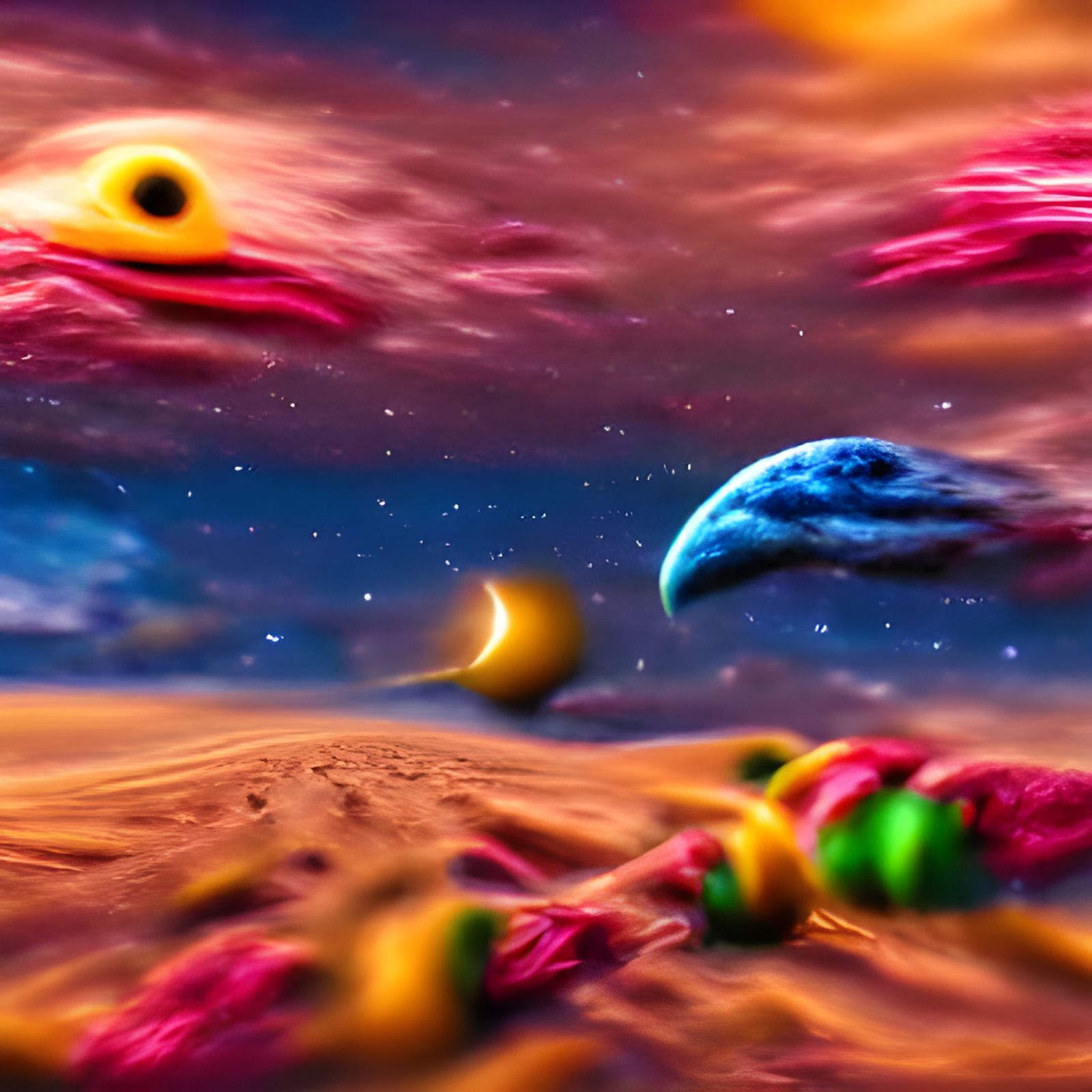 Distant Planets in Space, 8K Resolution