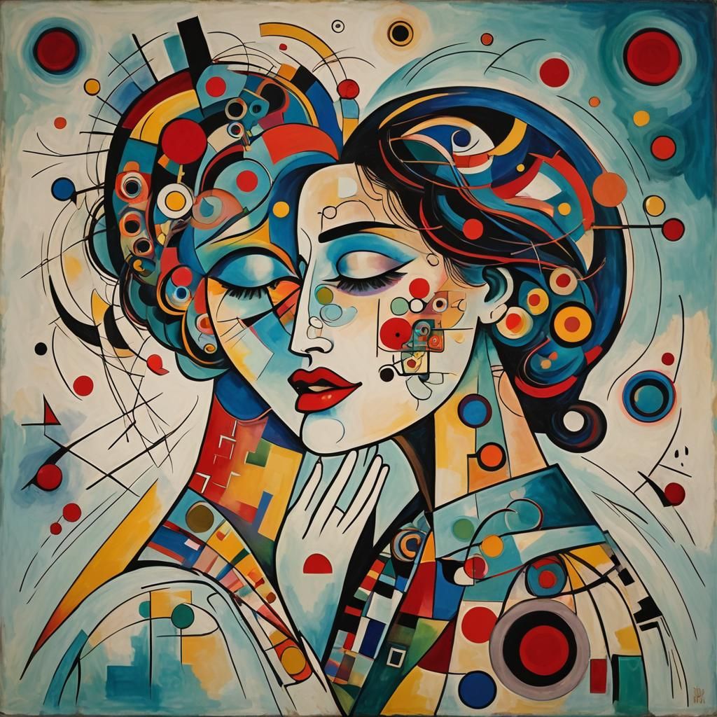 Abstract Kiss in the Style of Kandinsky