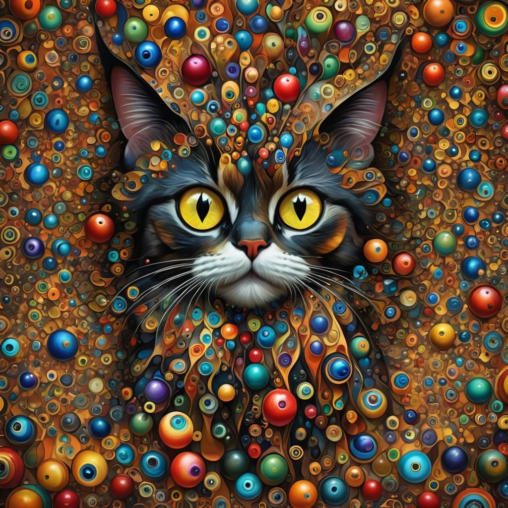 Cat Eye with Fractal Colors in Dreamcore Style